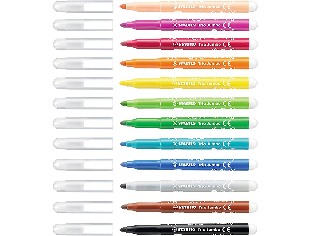 POT DE 48 FEUTRES DE COLORIAGE STABILO TRIO JUMBO 12 COLORIS ASSORTIS