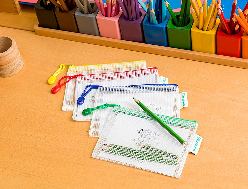 POCHETTE RENFORCEE TARIFOLD A ZIP A6, 175 * 125 MM COLORIS ASSORTIS SACHET DE 8