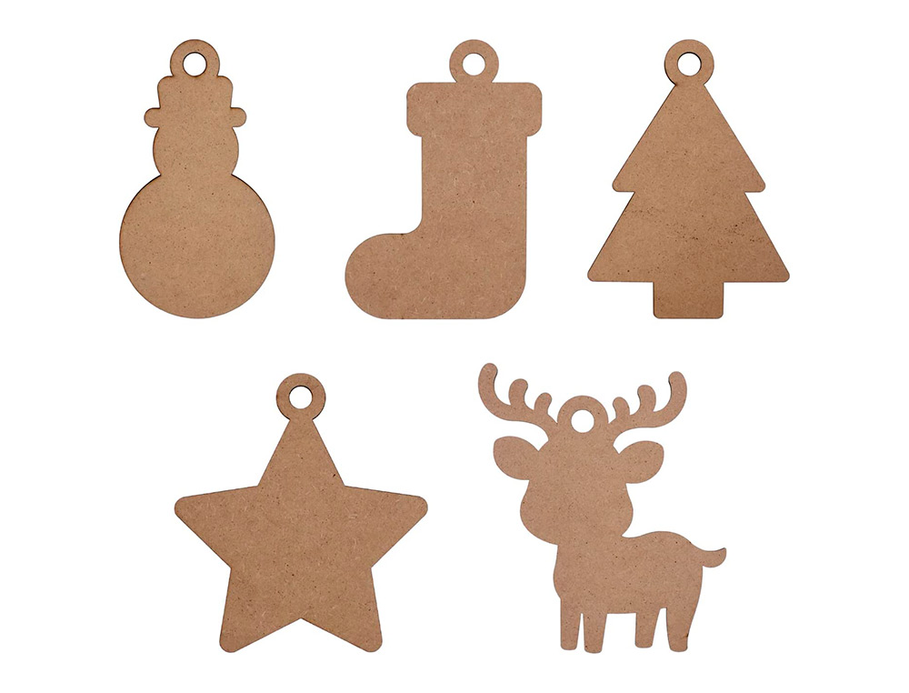 FORMES DE NO L SODERTEX PLEINES EN BOIS + FILS DOR S - 2 MM - 14 CM - 5 FORMES - 50 PCS - 1 COLORIS