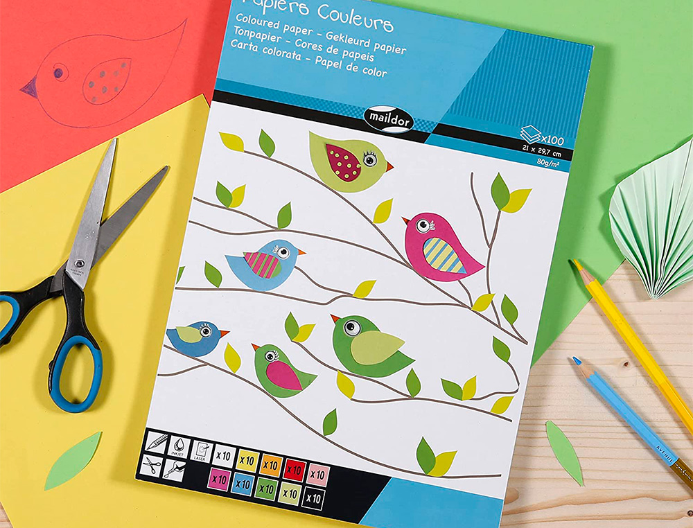 BLOC CLAIREFONTAINE 1ER PRIX, 100 FEUILLES PAPIER COULEUR 80G A4 ASSORTIS