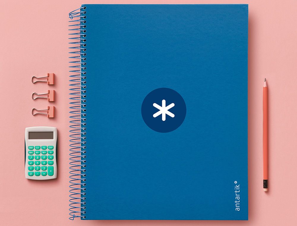 CAHIER SPIRALE ANTARTIK A4 240P 100G REMBORDE 5X5MM MICROPERFORE 5 BANDES 4 TROUS COLORIS BLEU