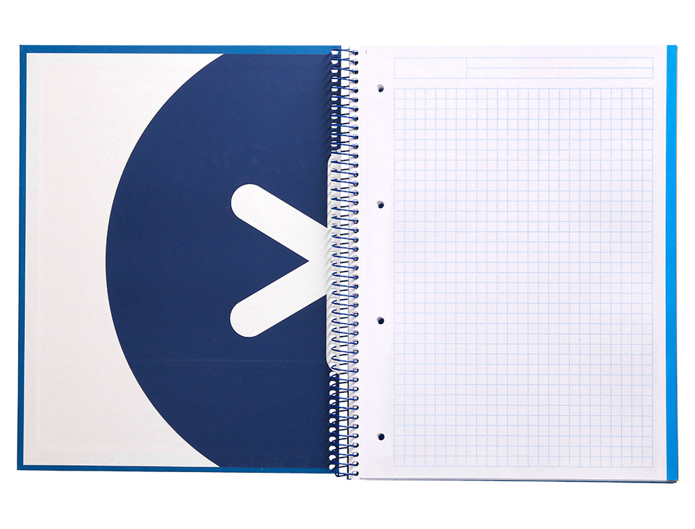 CAHIER SPIRALE ANTARTIK A4 240P 100G REMBORDE 5X5MM MICROPERFORE 5 BANDES 4 TROUS COLORIS BLEU