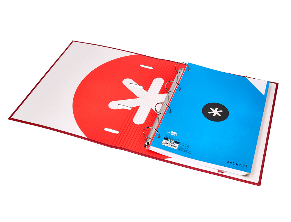 CLASSEUR ANTARTIK 4 ANNEAUX RONDS 40MM A4 CARTON REMBORDE FEUILLETS MOBILES Q5X5 COLORISFRAMBOISE