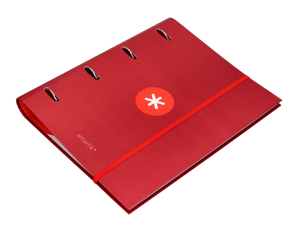 CLASSEUR ANTARTIK 4 ANNEAUX RONDS 40MM A4 CARTON REMBORDE FEUILLETS MOBILES Q5X5 COLORISFRAMBOISE