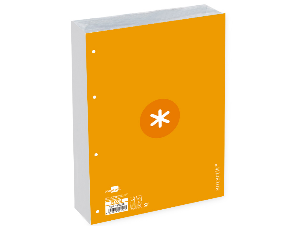 FEUILLET MOBILE ANTARTIK A4 80FEUILLES 100G QUADRILLAGE 5MM 4 TROUS BORD COLORIS JAUNE
