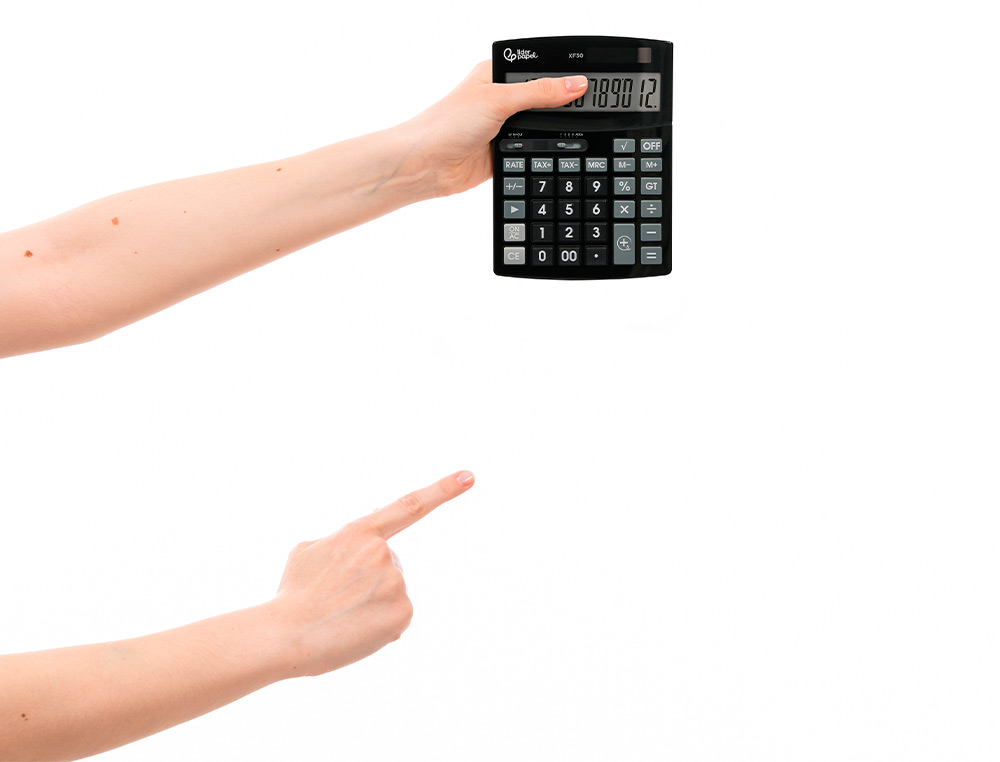 CALCULATRICE DE BUREAU LIDERPAPEL XF30 12 CHIFFRES   CORRECT AUTO-REPLAY SOLAIRE   ET PILES COLORIS NOIR