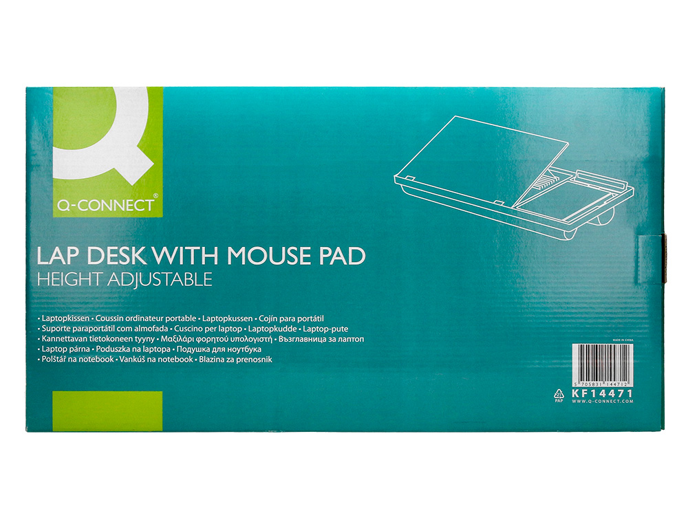 SUPPORT Q-CONNECT ORDINATEUR PORTABLE TAPIS DE SOURIS ET SUPPORT TELEPHONE 7 REGLAGES EN HAUTEUR COLORIS NOIR