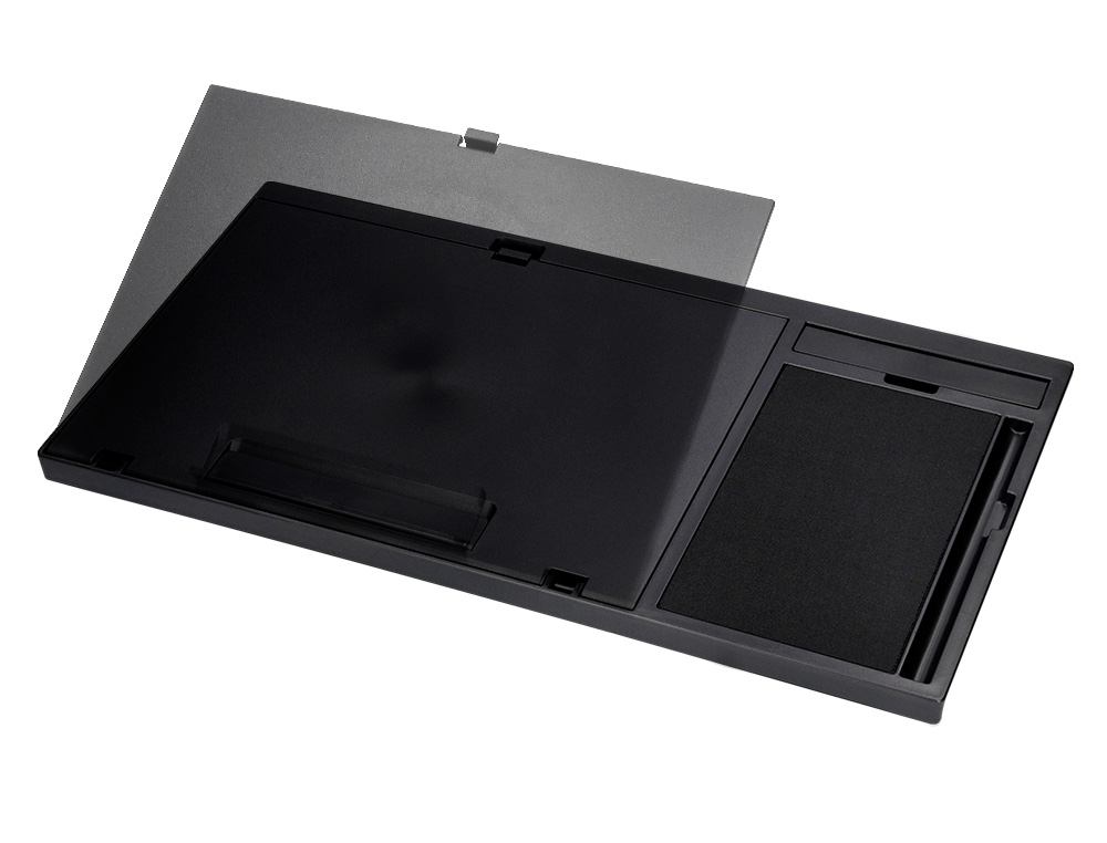SUPPORT Q-CONNECT ORDINATEUR PORTABLE TAPIS DE SOURIS ET SUPPORT TELEPHONE 7 REGLAGES EN HAUTEUR COLORIS NOIR