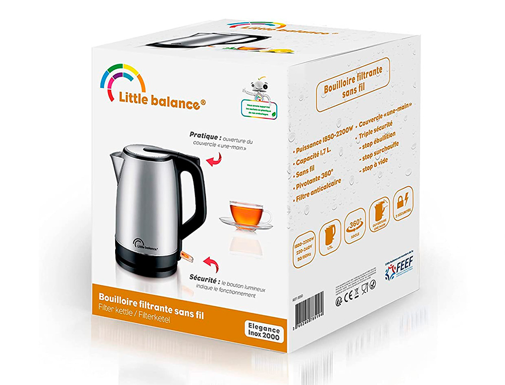 BOUILLOIRE ELECTRIQUE INOX 1,7L 2000W SANSFIL ANTI       CALCAIRE