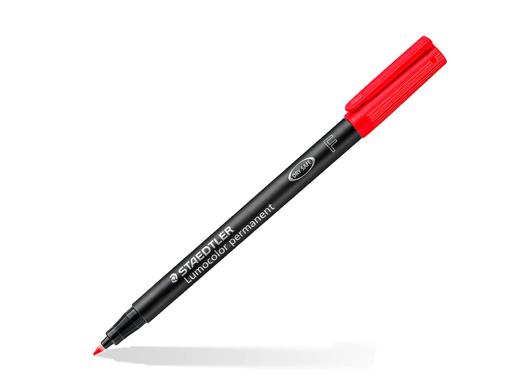 MARQUEUR STAEDTLER PERMANENT DRY SAFE LUMOCOLOR 318 POINTE FINE 0,6MM COLORIS ASSROTIS ETUI DE 10 FEUTRES