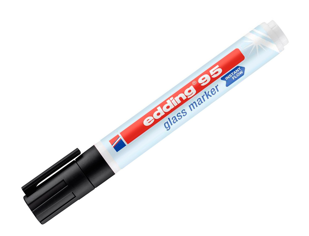 MARQUEUR EDDING 95 POUR VERRE POINTE RONDE TRACE 1,5 A 3MM  COLORIS NOIR