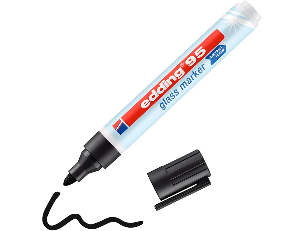 MARQUEUR EDDING 95 POUR VERRE POINTE RONDE TRACE 1,5 A 3MM  COLORIS NOIR