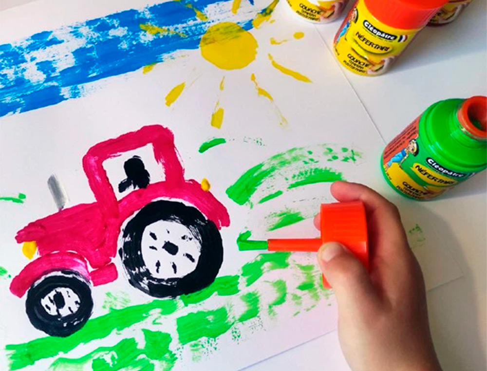 GOUACHE CLEOPATRE LOT DE 6 PTIT POTS DE 50 ML AVEC       PINCEAU ET ENTONNOIR INT GR   COLORIS ASSORTIS