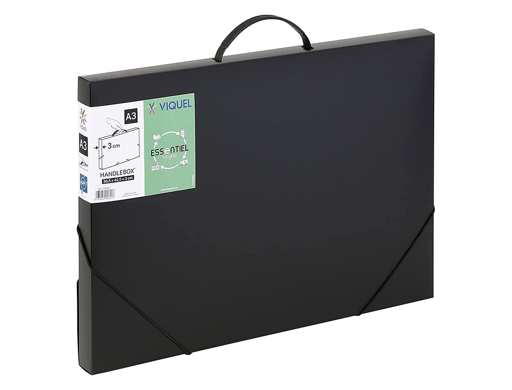 BOITE DE CLASSEMENT HANDELBOX DOS 3CM POLYPROPYLENE A3 42,5X30,5X3CM COLORIS NOIR