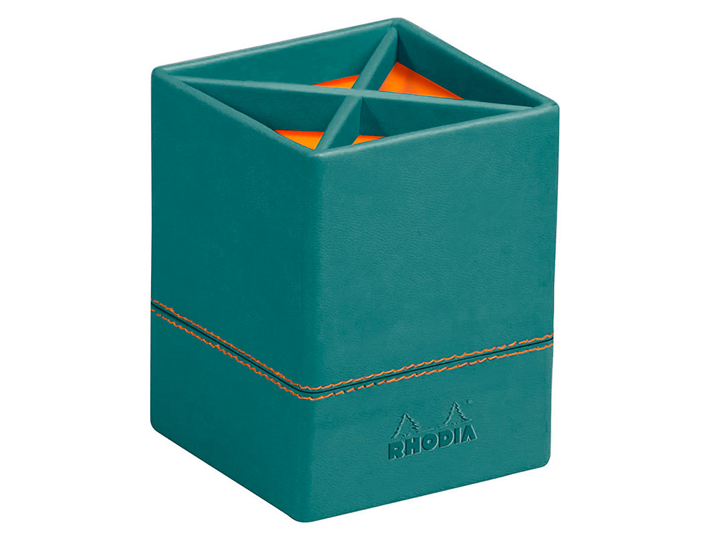 POT CRAYONS RHODIARAMA QUATRE COMPARTIMENTS EN SIMIL CUIR PAON VELOUT 8X8X11CM