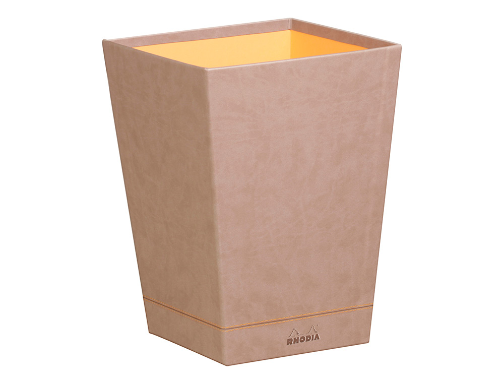 CORBEILLE PAPIERS RHODIARAMA SIMIL CUIR TAUPE VELOUT 15L 27X27X32 CM