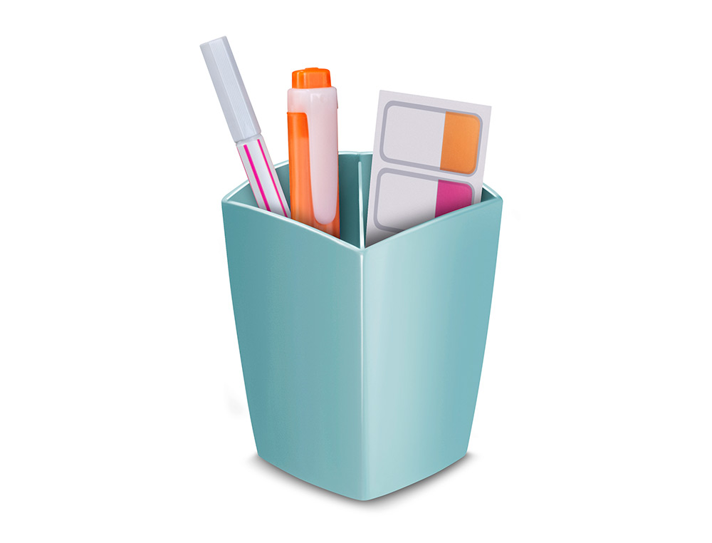 POT CRAYONS CEP RIVIERA 2 COMPARTIMENTS 32 CRAYONS 74X74X95 MM VERT D'EAU