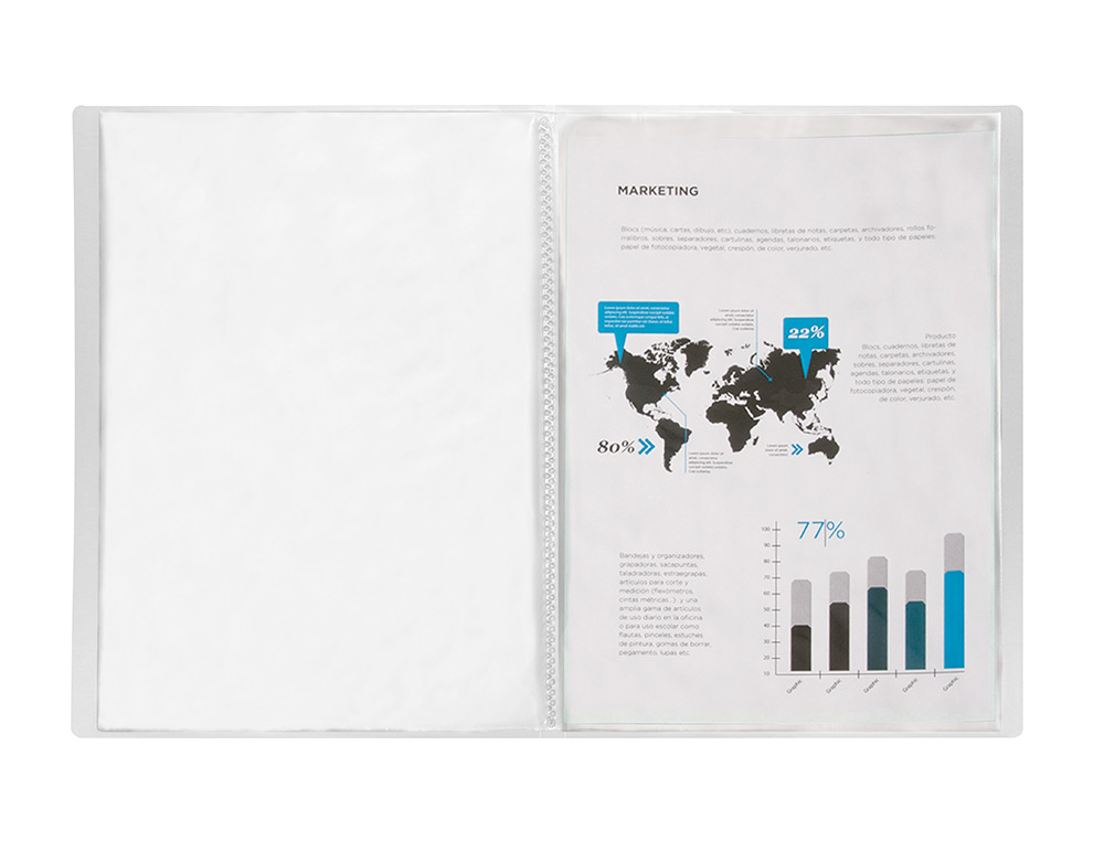 PROTEGE-DOCUMENTS LIDERPAPEL POLYPROPYLENE COUVERTURE      FLEXIBLE 40 POCHETTES FIXES   A3 COLORIS TRANSPARENT