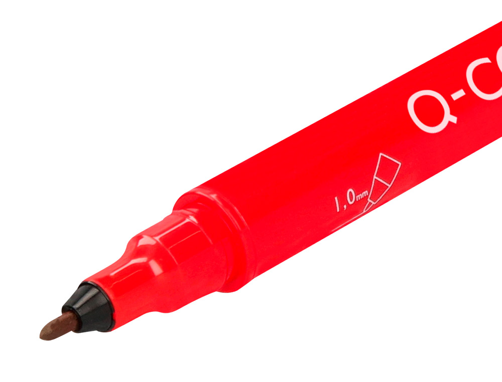 MARQUEUR PERMANENT Q-CONNECT POINTE DOUBLE 1MM  ET 0,4 MM  COLORIS ROUGE