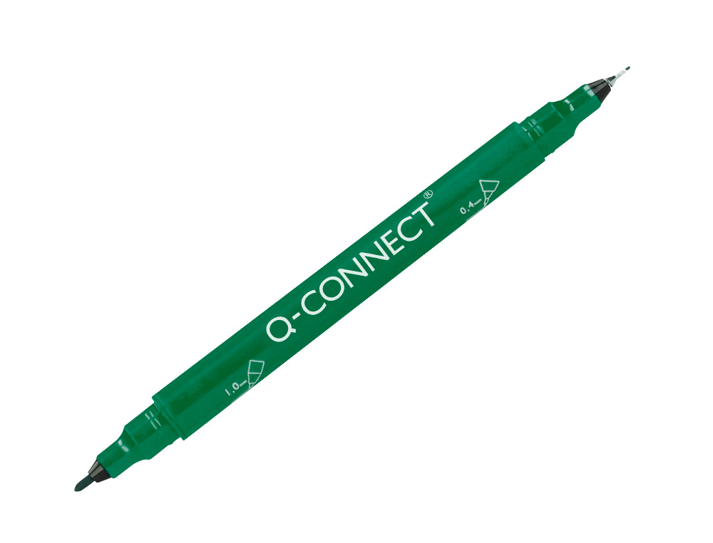 MARQUEUR PERMANENT Q-CONNECT POINTE DOUBLE 1MM  ET 0,4 MM  COLORIS VERT