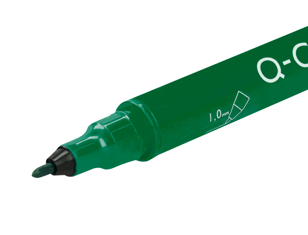 MARQUEUR PERMANENT Q-CONNECT POINTE DOUBLE 1MM  ET 0,4 MM  COLORIS VERT