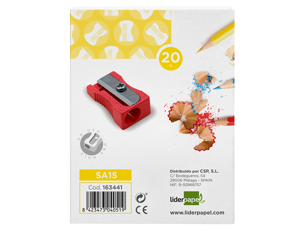 TAILLE-CRAYON LIDERPAPEL METALLIQUE 1 USAGE COLORIS ROUGE