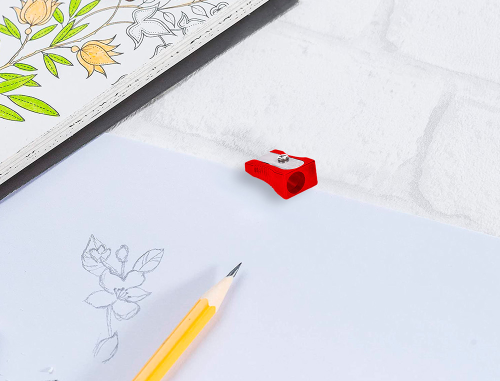 TAILLE-CRAYON LIDERPAPEL METALLIQUE 1 USAGE COLORIS ROUGE