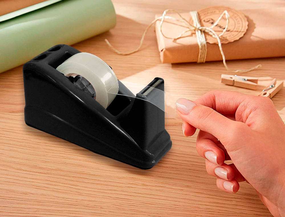 DEVIDOIR DE COMPTOIR DE RUBAN ADHESIF POUR ROULEAU DE 33M   135X58X60 MM COLORIS NOIR