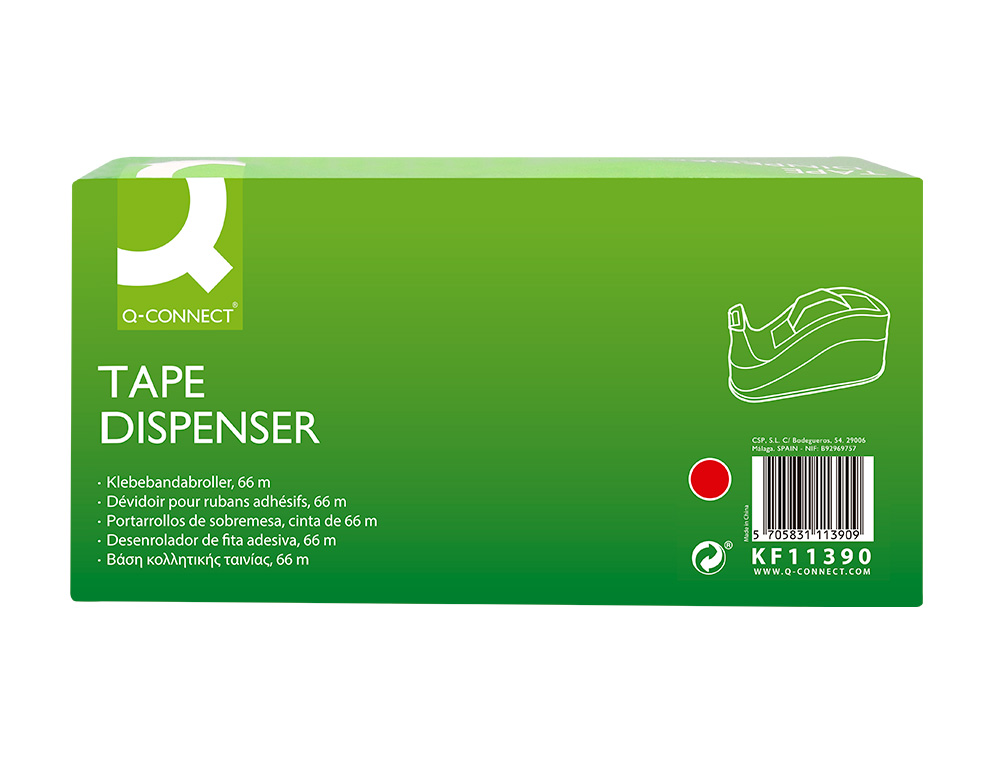 DEVIDOIR DE COMPTOIR DE RUBAN ADHESIF POUR ROULEAU DE 66M 220X100X70 MM COLORIS ROUGE