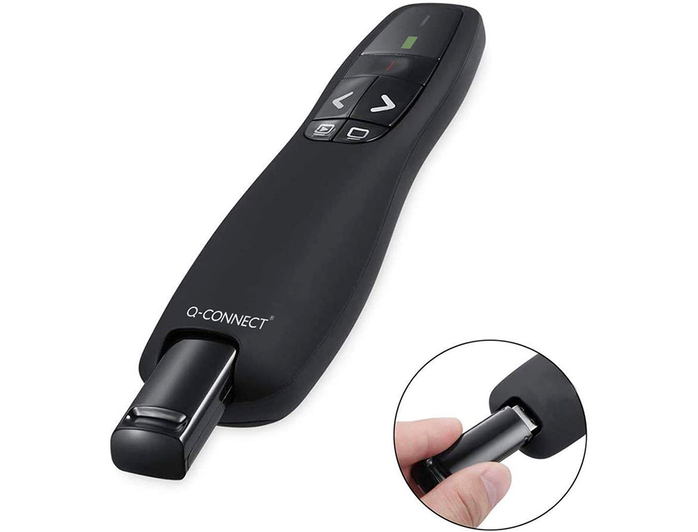 TELECOMMANDE Q-CONNECT POUR PRESENTATIONS AVEC 5 BOUTONS LASER JUSQUE 20 MT MICRO RECEPTEUR USB