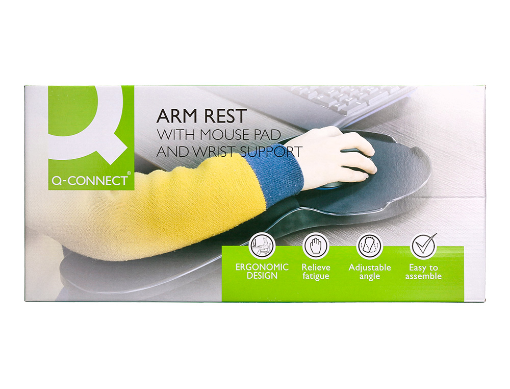 ACCOUDOIR ERGONOMIQUE Q-CONNECT AVEC TAPIS DE SOURIS SUPPORT POIGNET 220X140X480 MM COLORIS NOIR