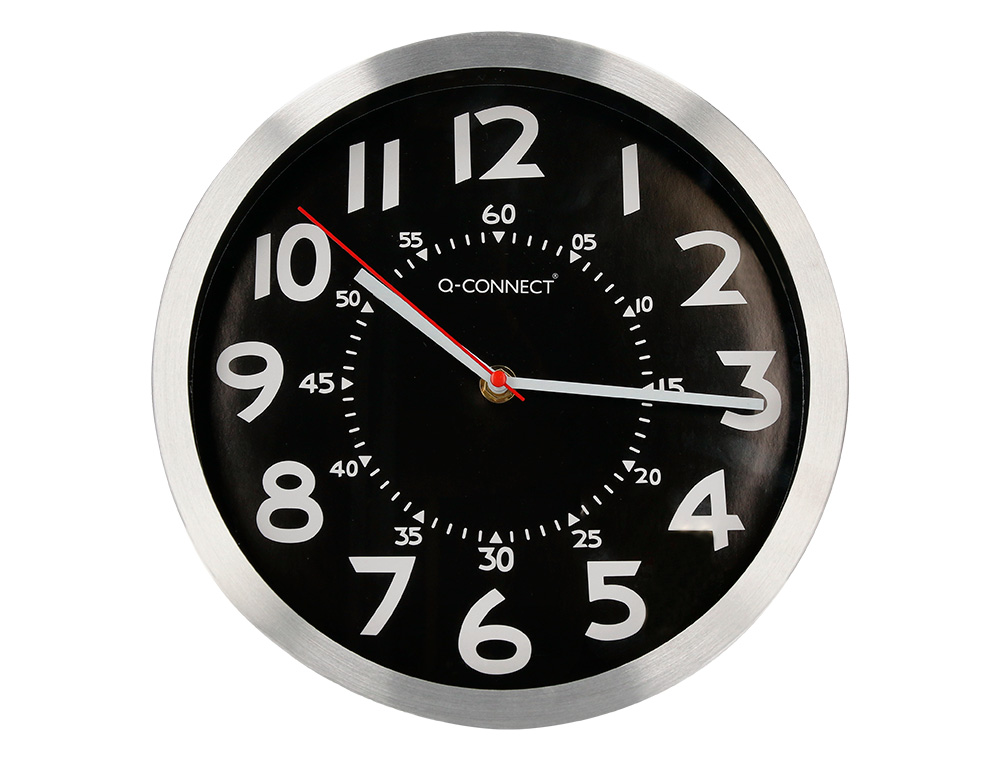 HORLOGE Q-CONNECT MURALE METALLIQUE MOUVEMENT          SILENCIEUX DIAMETRE 25 CM     COLORIS CHROME