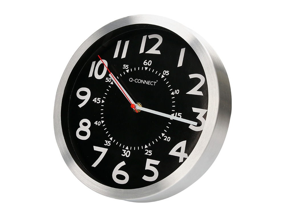 HORLOGE Q-CONNECT MURALE METALLIQUE MOUVEMENT          SILENCIEUX DIAMETRE 25 CM     COLORIS CHROME