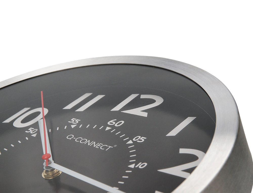 HORLOGE Q-CONNECT MURALE METALLIQUE MOUVEMENT          SILENCIEUX DIAMETRE 25 CM     COLORIS CHROME