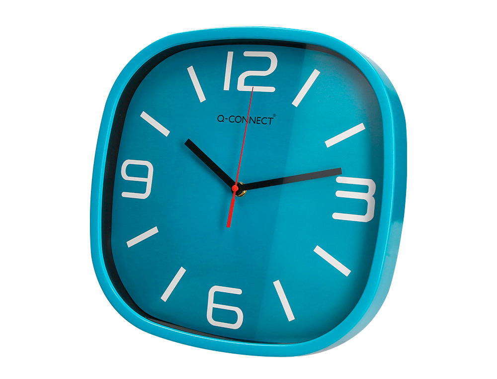 HORLOGE Q-CONNECT MURALE PLASTIQUE MOUVEMENT SILENCIEUX DIAMETRE 30 CM COLORIS BLEU