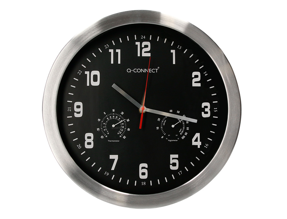 HORLOGE Q-CONNECT MURALE METALLIQUE MOUVEMENT SILENCIEUX DIAMETRE 35 CM COLORIS NOIR