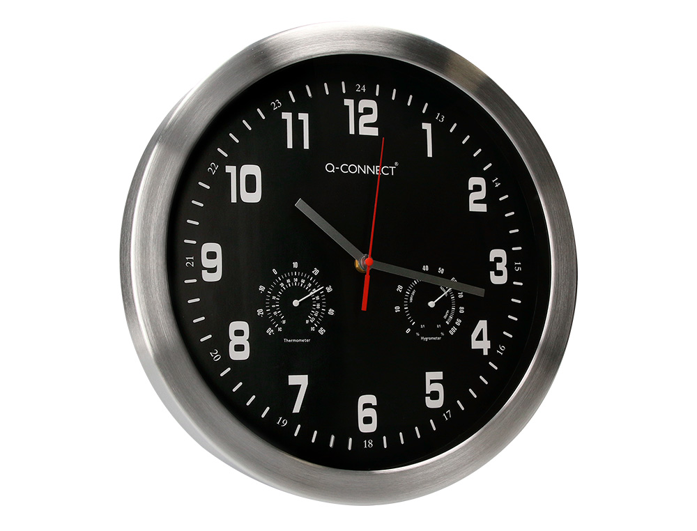 HORLOGE Q-CONNECT MURALE METALLIQUE MOUVEMENT SILENCIEUX DIAMETRE 35 CM COLORIS NOIR