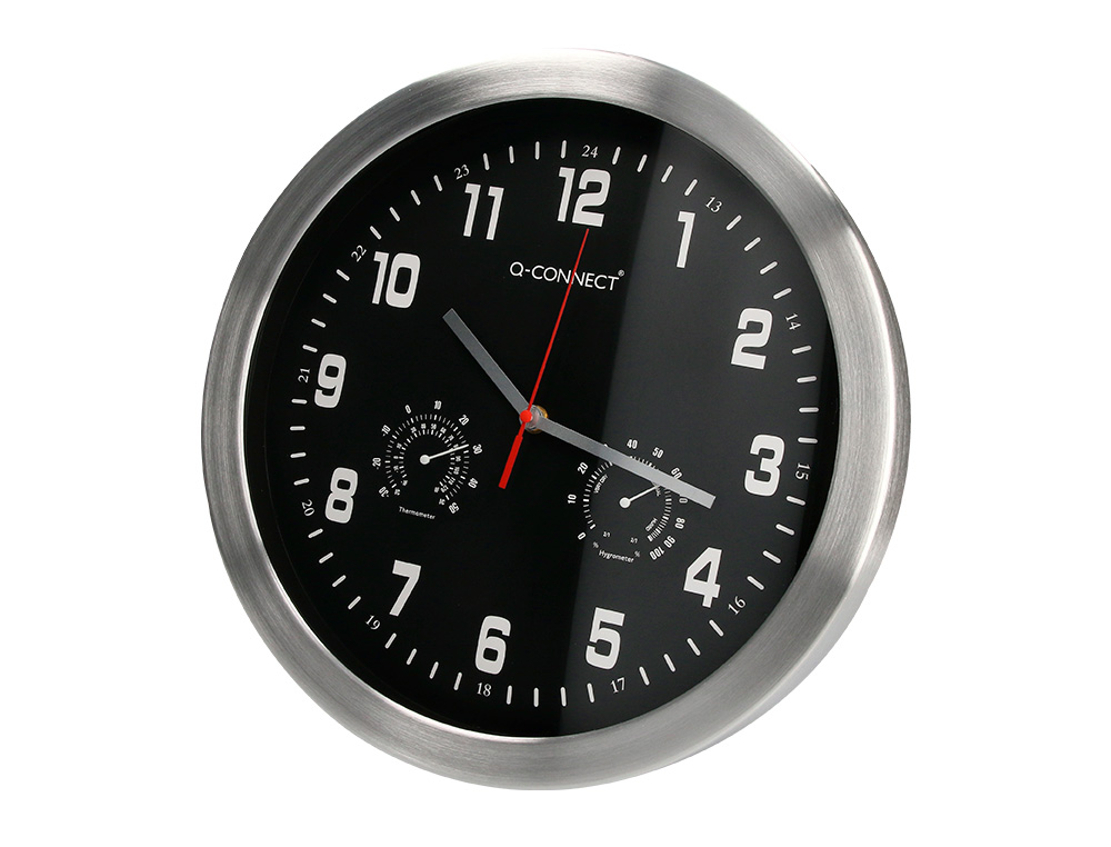 HORLOGE Q-CONNECT MURALE METALLIQUE MOUVEMENT SILENCIEUX DIAMETRE 35 CM COLORIS NOIR