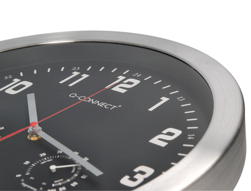 HORLOGE Q-CONNECT MURALE METALLIQUE MOUVEMENT SILENCIEUX DIAMETRE 35 CM COLORIS NOIR