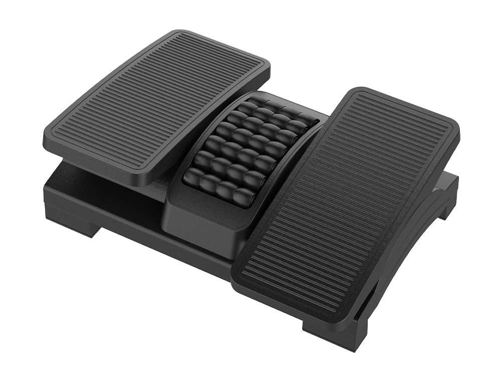 REPOSE-PIEDS Q-CONNECT PLASTIQUE HAUTEUR REGLABLE DROITE GAUCHE EFFET MASSAGE 430X320X110 MM