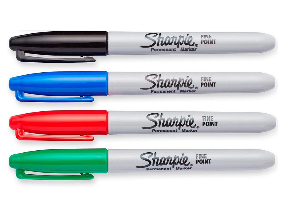 MARQUEUR PERMANENT SHARPIE POINTE FINE 0,9MM ENCRES ASSORTIES STANDARD BLISTER 4 COULEURS