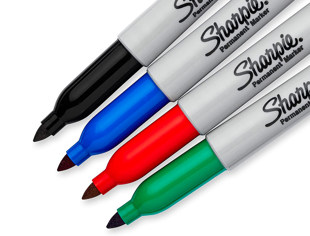 MARQUEUR PERMANENT SHARPIE POINTE FINE 0,9MM ENCRES ASSORTIES STANDARD BLISTER 4 COULEURS