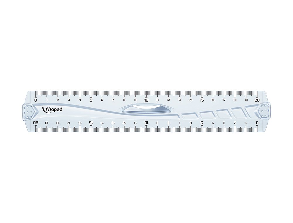 REGLE PLATE MAPED GEOMETRIC DOUBLE DECIMETRE EN PLASTIQUE RECYCLE SACHET INDIVIDUEL 20CM