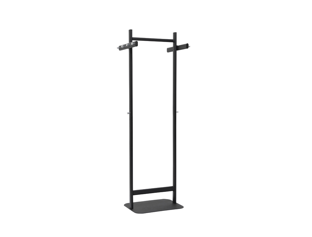PORTE-MANTEAUX MAULSALSA VERTICAL METAL 8 CROCHETS     HAUTEUR 1,72M BASE PIED       52X40CM COLORIS NOIR