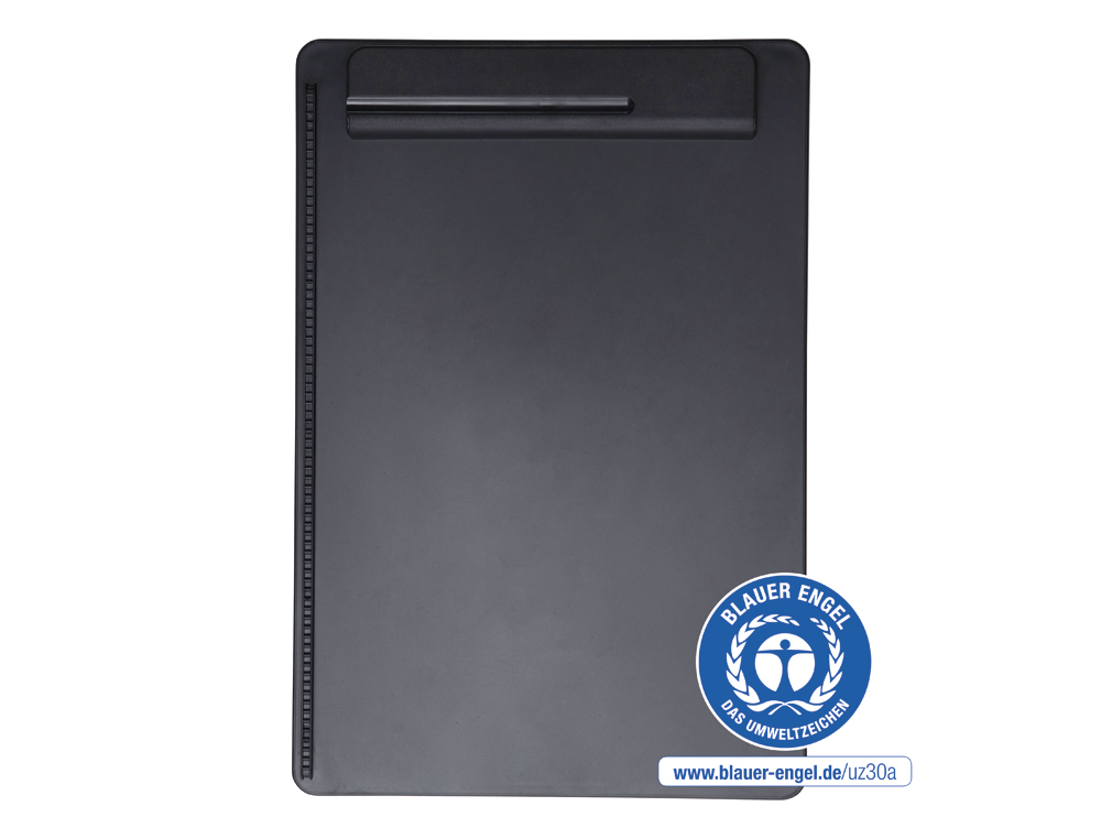 PORTE-BLOC MAUL GO A4 PLASTIQUE RECYCLE PORTE-STYLO INTEGRE DANS PINCE COLORIS NOIR
