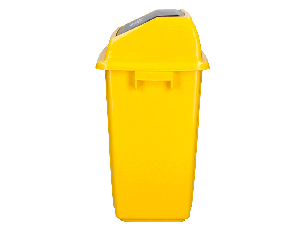 POUBELLE Q-CONNECT PLASTIQUE COUVERCLE BASCULANT 58L 470X330X760MM COLORIS JAUNE
