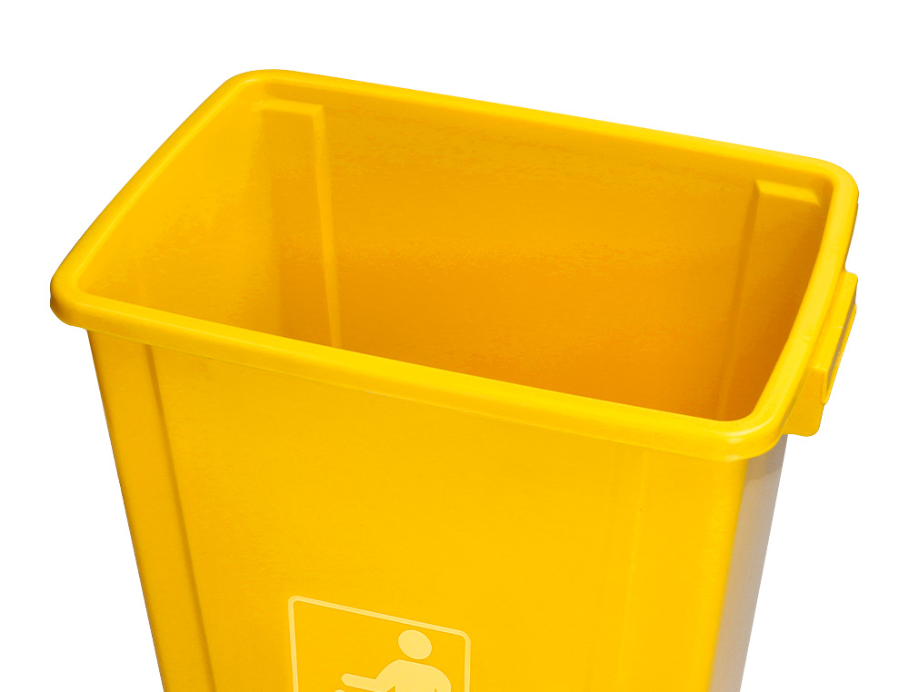 POUBELLE Q-CONNECT PLASTIQUE COUVERCLE BASCULANT 58L 470X330X760MM COLORIS JAUNE