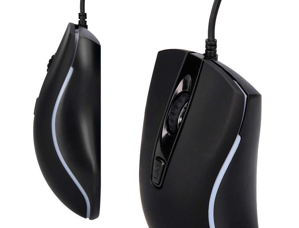SOURIS Q-CONNECT GAMING OPTIQUE FILAIRE DPI 800/1200/1600 4 BOUTONS LUMIERE LED COLORIS NOIR