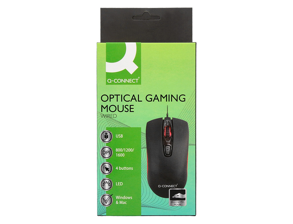 SOURIS Q-CONNECT GAMING OPTIQUE FILAIRE DPI 800/1200/1600 4 BOUTONS LUMIERE LED COLORIS NOIR