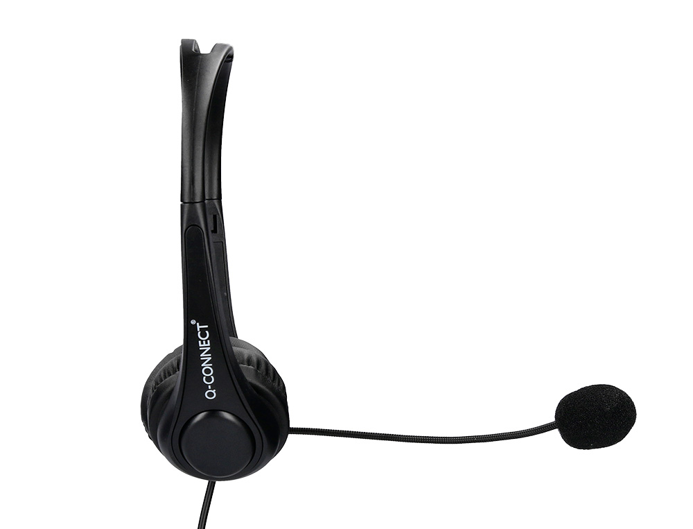 CASQUE Q-CONNECT BIAURAL FILAIRE AVEC MICROPHONE ET CONTROLE DU VOLUME CONNEXION USB CABLE 2M COLORIS NOIR